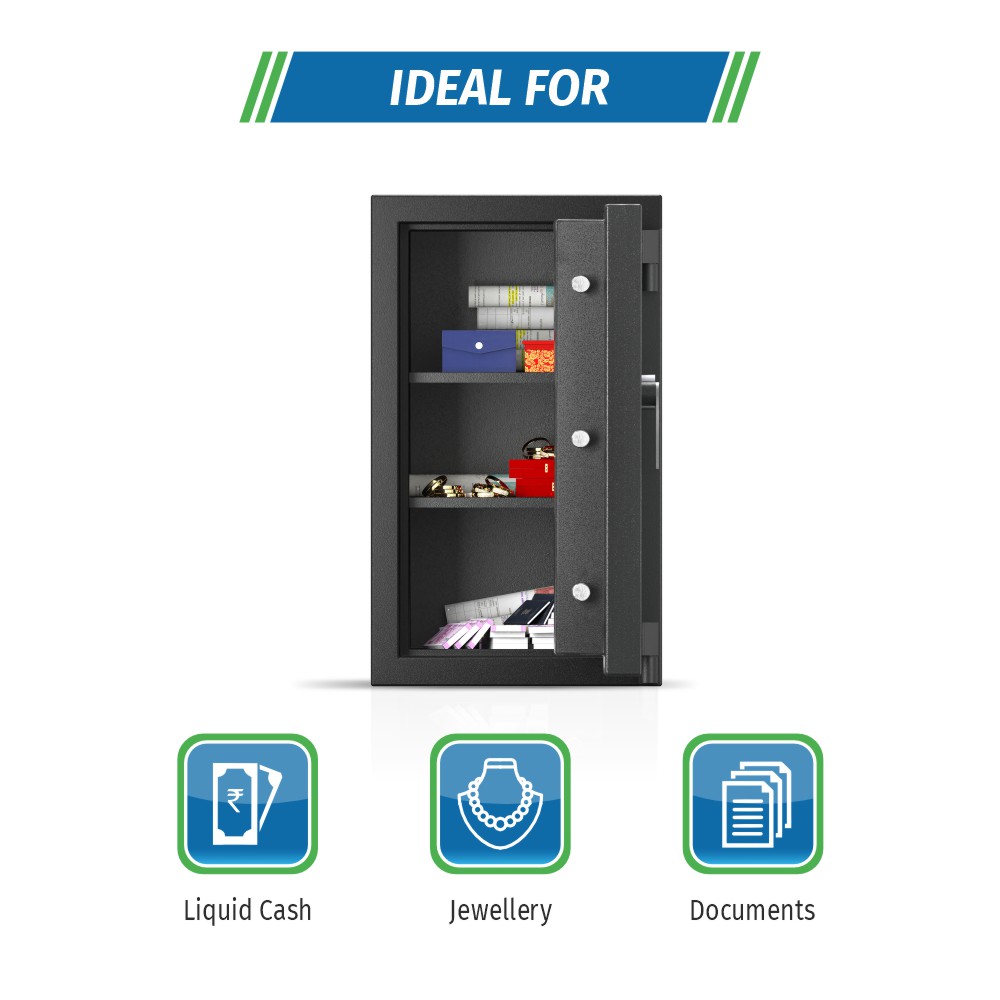 Godrej Matrix 3016 KL Home Locker Specially designed to safeguard your valuables, the safe comes with Godrej dual control 6 lever key lock.