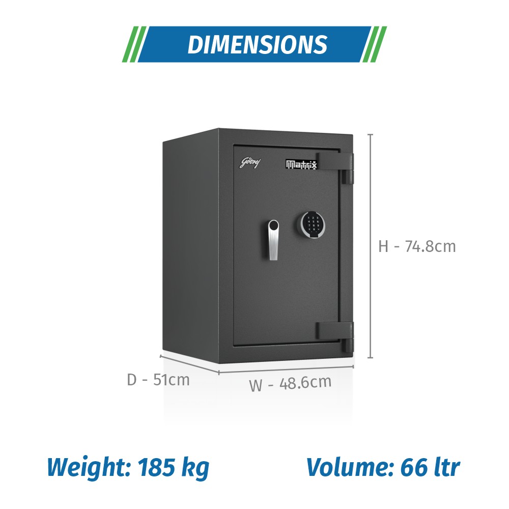 Godrej Matrix 2414 Digital Electronic Safe Locker, specially designed to safeguard your valuables, the safe comes with Fire and Tool.