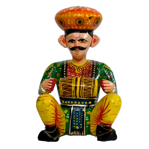 Bani Home Decor Handmade Wooden Rajasthani Dholak Wala Orange, Buy Online form us Wooden Toys, Handicraft , Home Decor, Show Case Items