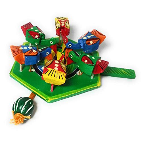 BANI Handicraft Wooden Toys for Kids Dana Chidiya Birds, Wooden Moving Toy, Birds Feeding for Kids Dana Chidiya Birds (6 Birds)-8826891303