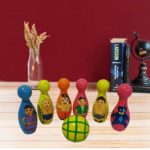BANI Wooden Printed Bowling Game Set Multi Color 6, Sanushaa is your Auth. supplier, Buy from sanushaa store or what's up 8826891304.