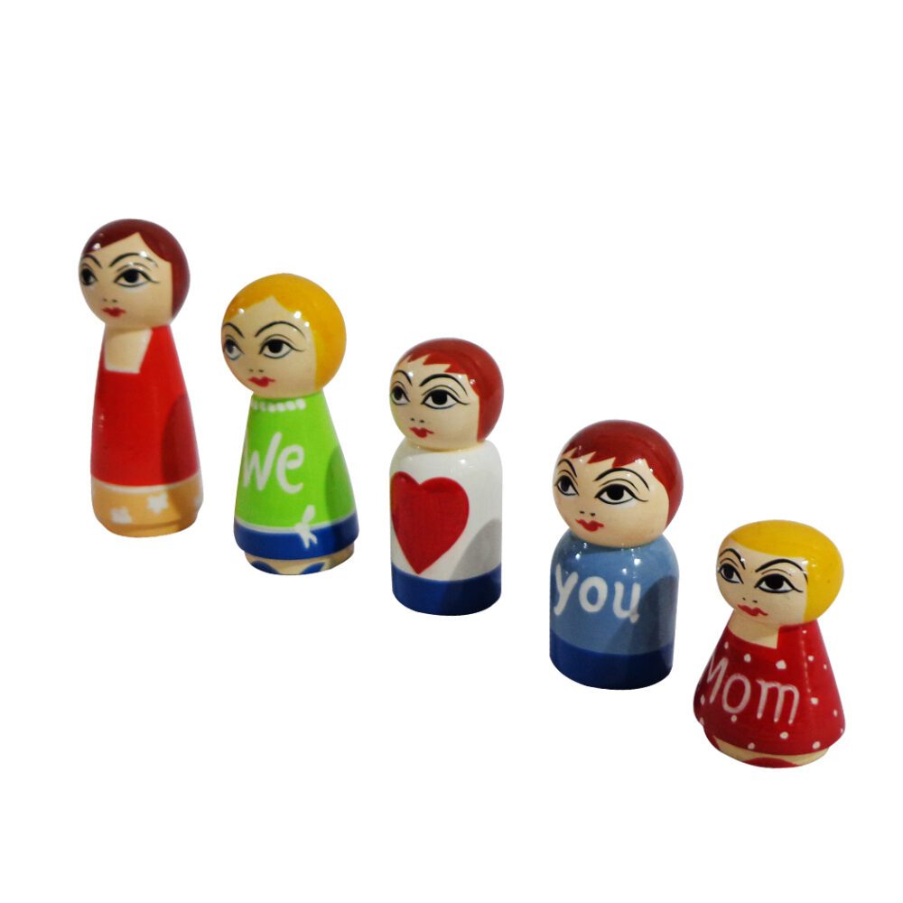 Bani Wooden Peg Dolls Toy for Kids Family Pack of 5