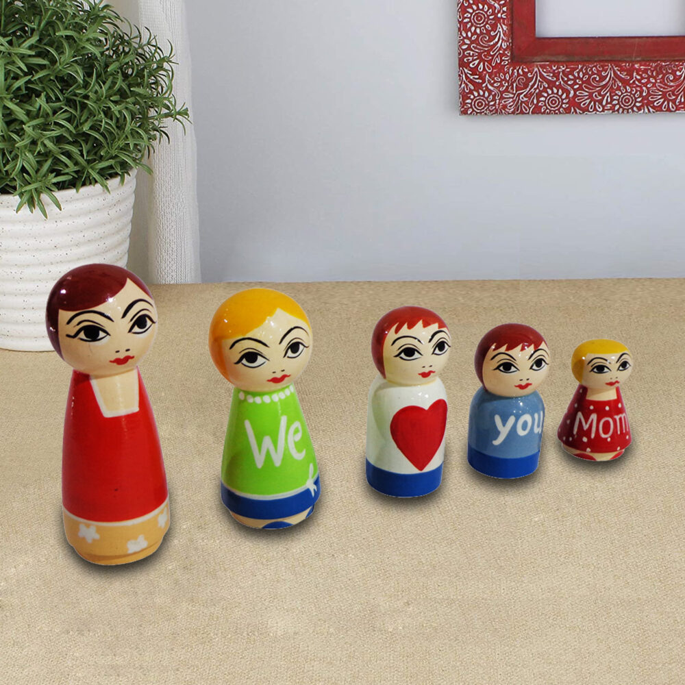 Bani Wooden Peg Dolls Toy for Kids Family Pack of 5