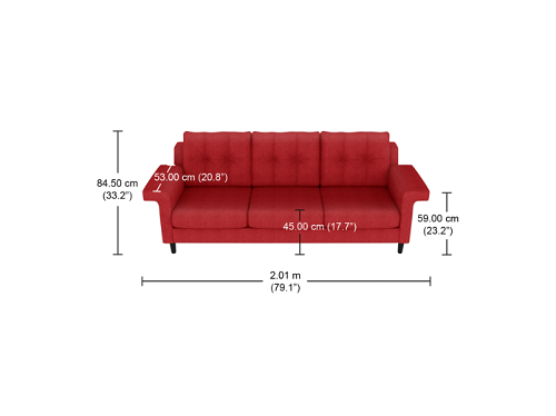 Godrej Interio Flight 3 Seater Sofa Fabric - Red, Sanushaa is your Auth. supplier, Buy from sanushaa store or what's up 8826891304.