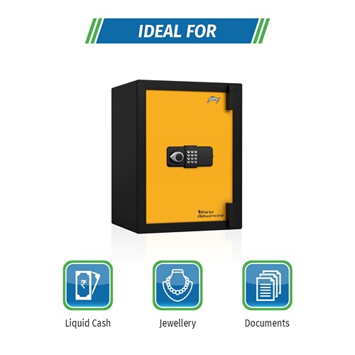 Godrej Rhino Advanced Electronic Safe Locker - Gold, Sanushaa is your Auth. supplier, Buy from sanushaa store or what's up 8826891304.