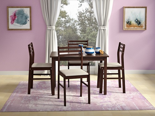 Godrej Interio Estana 4 Seater Dining Set - Mahogany, Sanushaa is your Auth. supplier, Buy from sanushaa store or what's up 8826891304.