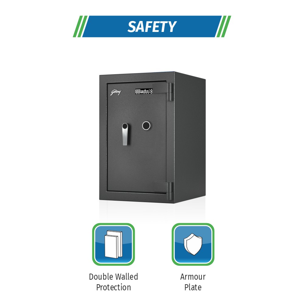 Godrej Matrix 2414 KL Home Safe Locker Black, home lockers are designed to offer personalized security. Its locking system uses.