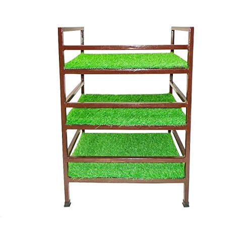 SANUSHAA 3 Tier Multipurpose Rack Artificial Grass, To check detail or buy the metal products please visit baash distributors website www.mytijori.com