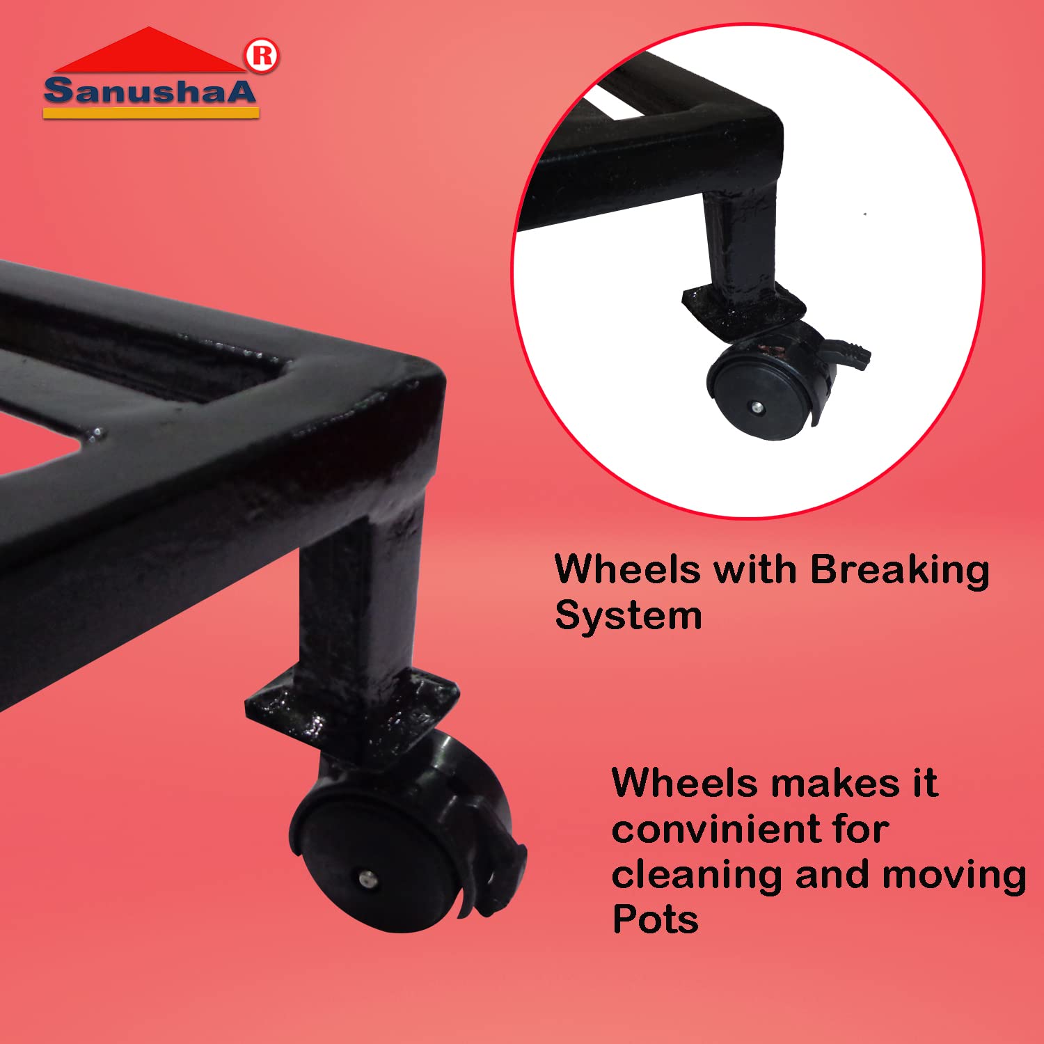 SANUSHAA Metal Plant Stand with Wheels Set of 2, Book the metal stand online from the website of sanushaa technologies pvt ltd www.sanushaa.in