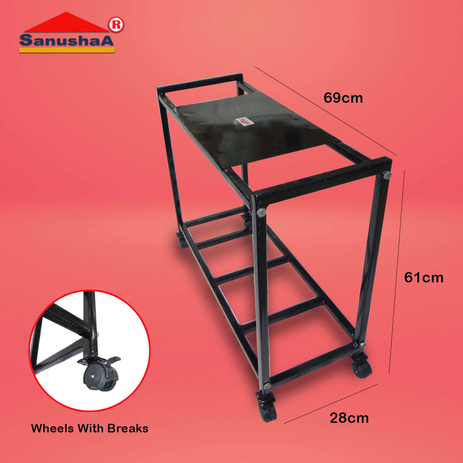 Sanushaa Inverter Metal Trolley for Home Tier 2, buy the best UPS metal Trolley with battery load capacity products website www.sanushaa.in