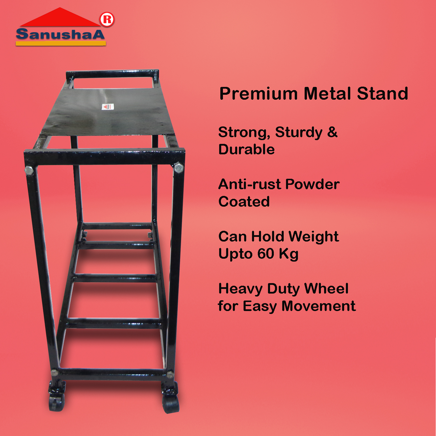 Sanushaa Inverter Metal Trolley for Home Tier 2, buy the best UPS metal Trolley with battery load capacity products website www.sanushaa.in