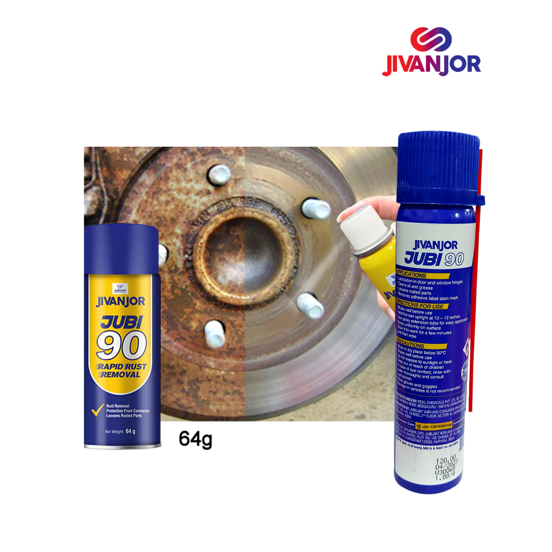 Jivanjor Jubi90 Rapid Rust Removal Spray 64g, Jivanjor Jubi90 also helps in removing sticky residues from multiple surfaces.