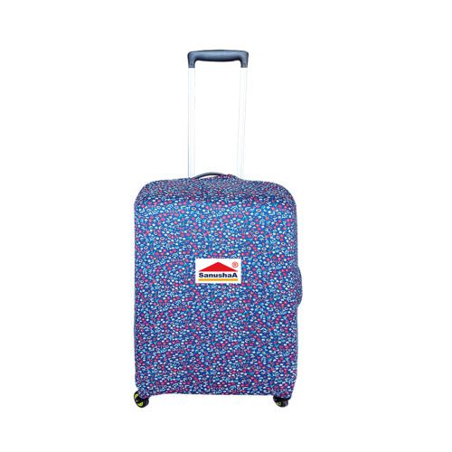 Sanushaa Flower Prints Stretchable Luggage Protection Cover | Size Large 75cm (28 Inch), Blue Colour