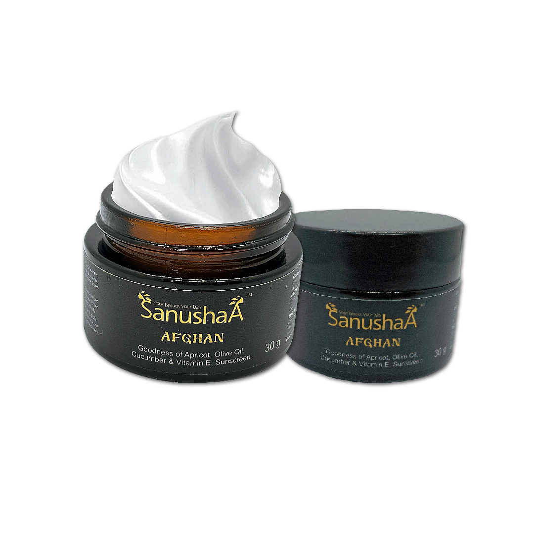 Sanushaa Afghan Face Cream with Apricot and Cucumber, SPF30, 30 g